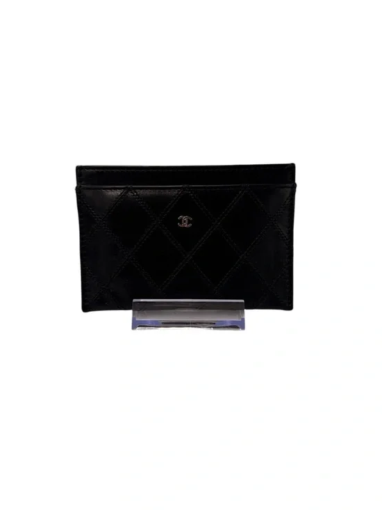 Chanel CC Quilted Lambskin Card Holder Black Silver Hardware - Picture 4 of 16